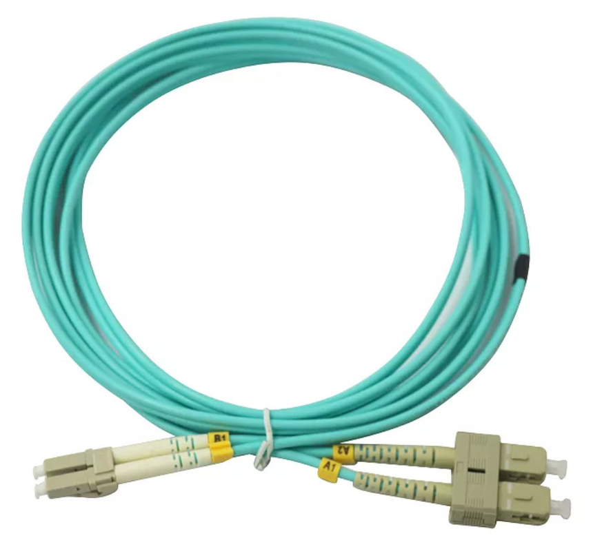 3.0mm OM3 ফাইবার অপটিক প্যাচ কর্ড 3 মিটার LC থেকে SC মাল্টিমোড ডুপ্লেক্স ফাইবার অপটিক প্যাচ কেবল